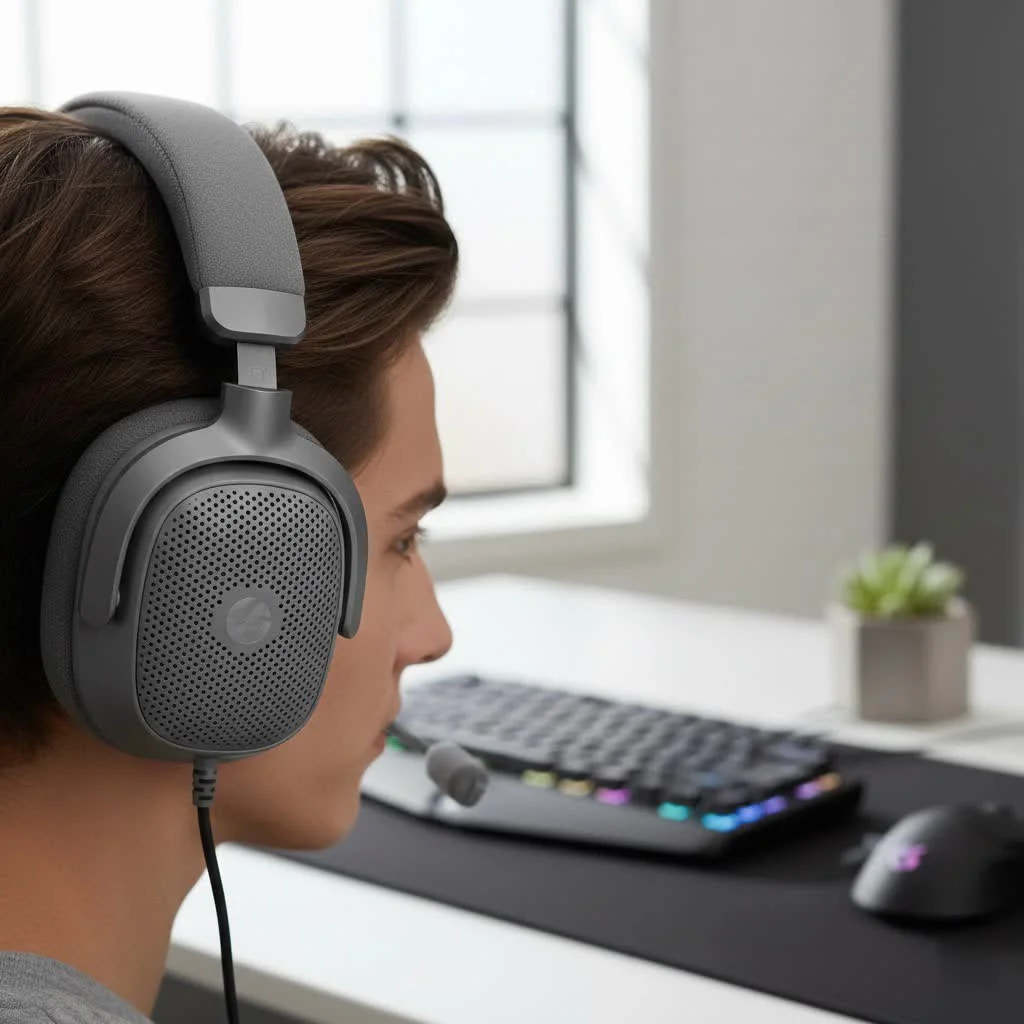 Logitech G432 gaming headset with its components