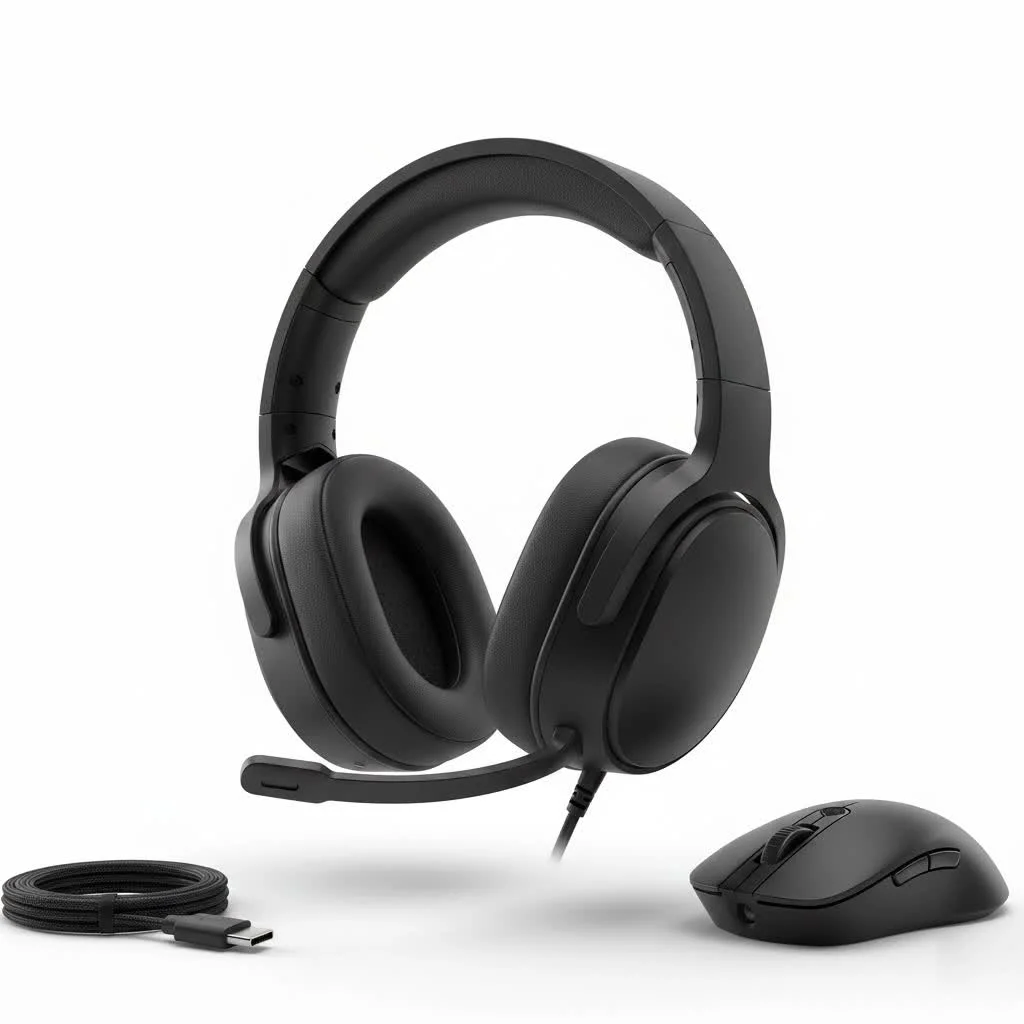 Gamer wearing a high-quality gaming headset with microphone