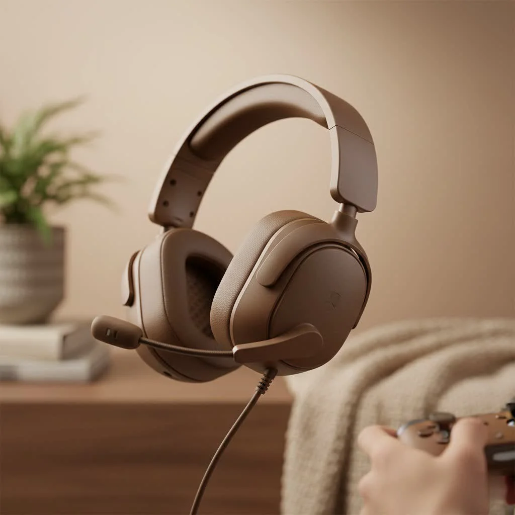 RIG gaming headset on a desk with a controller