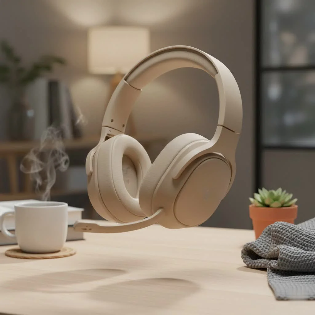 Astro A10 gaming headset on a desk with a controller