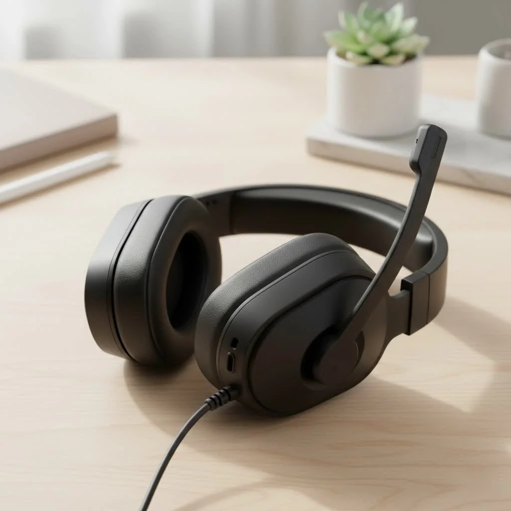 Open-back gaming headset with visible mesh grill