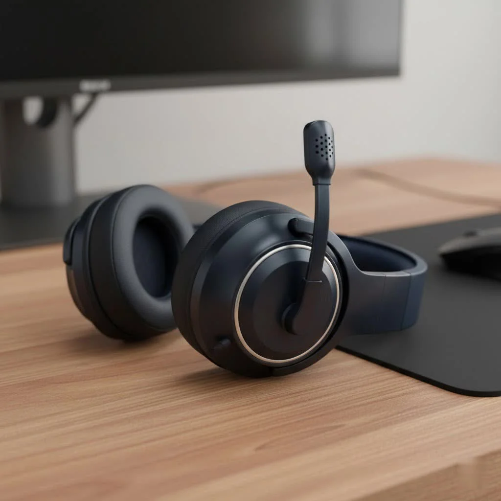 Gamer wearing a high-quality gaming headset